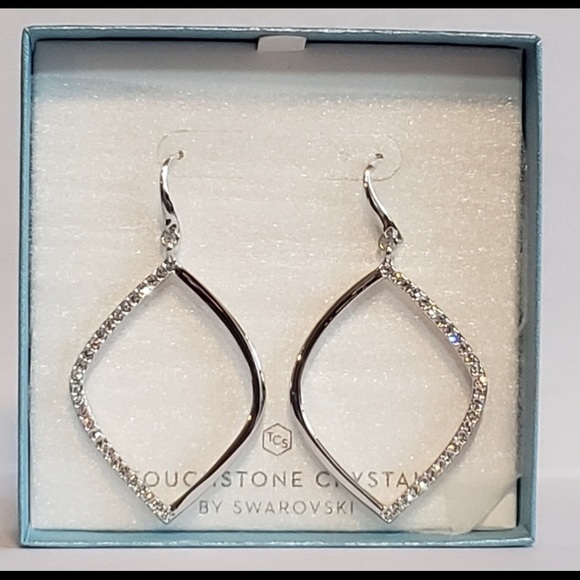 NWT Touchstone Crystal "Open Drop" earrings - Picture 3 of 5